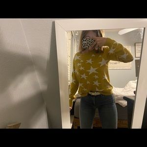 yellow and white star sweater